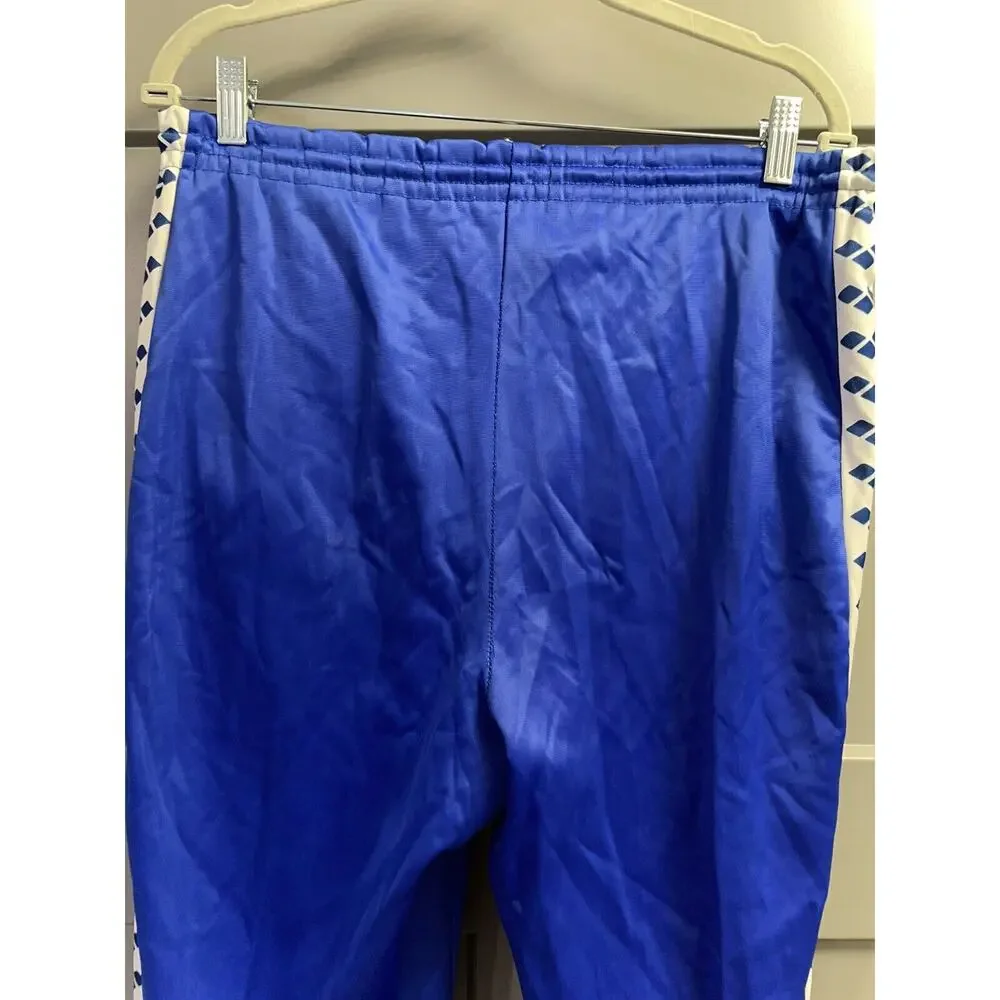 Vintage Arena Blue & White Pull On Track Pant Size Medium Side Tape Logo